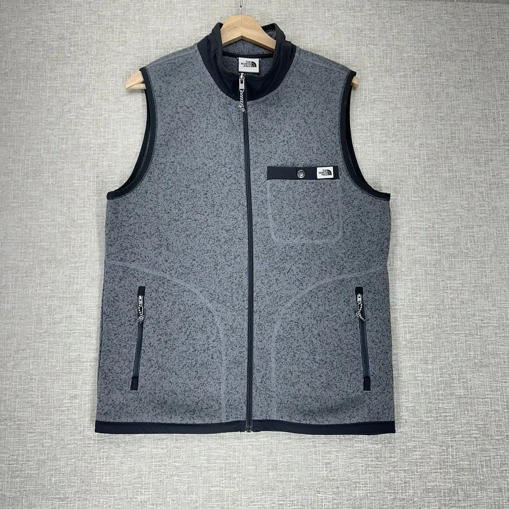 The North Face Vest Mens Small Gray Sweater Fleece Full Zip Pockets NF0ASGL3